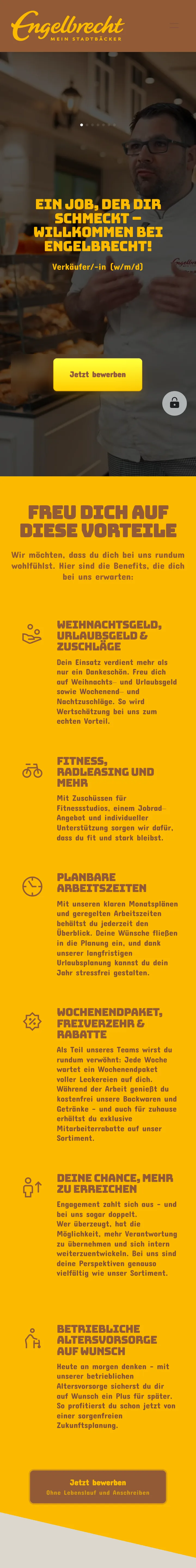 Mobile Azubi-Landingpage von Engelbrecht